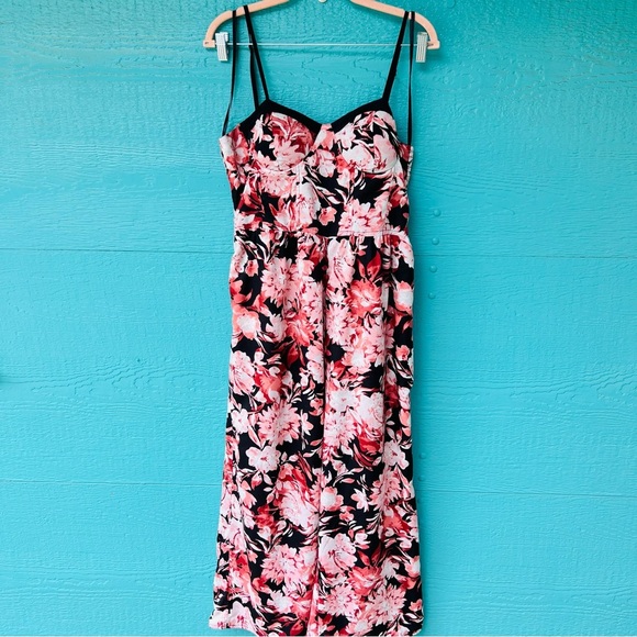 BAND OF GYPSIES CORSET FLORAL SPAGHETTI STRAPS JUMPSUIT WITH POCKETS SIZE XL - Picture 7 of 12